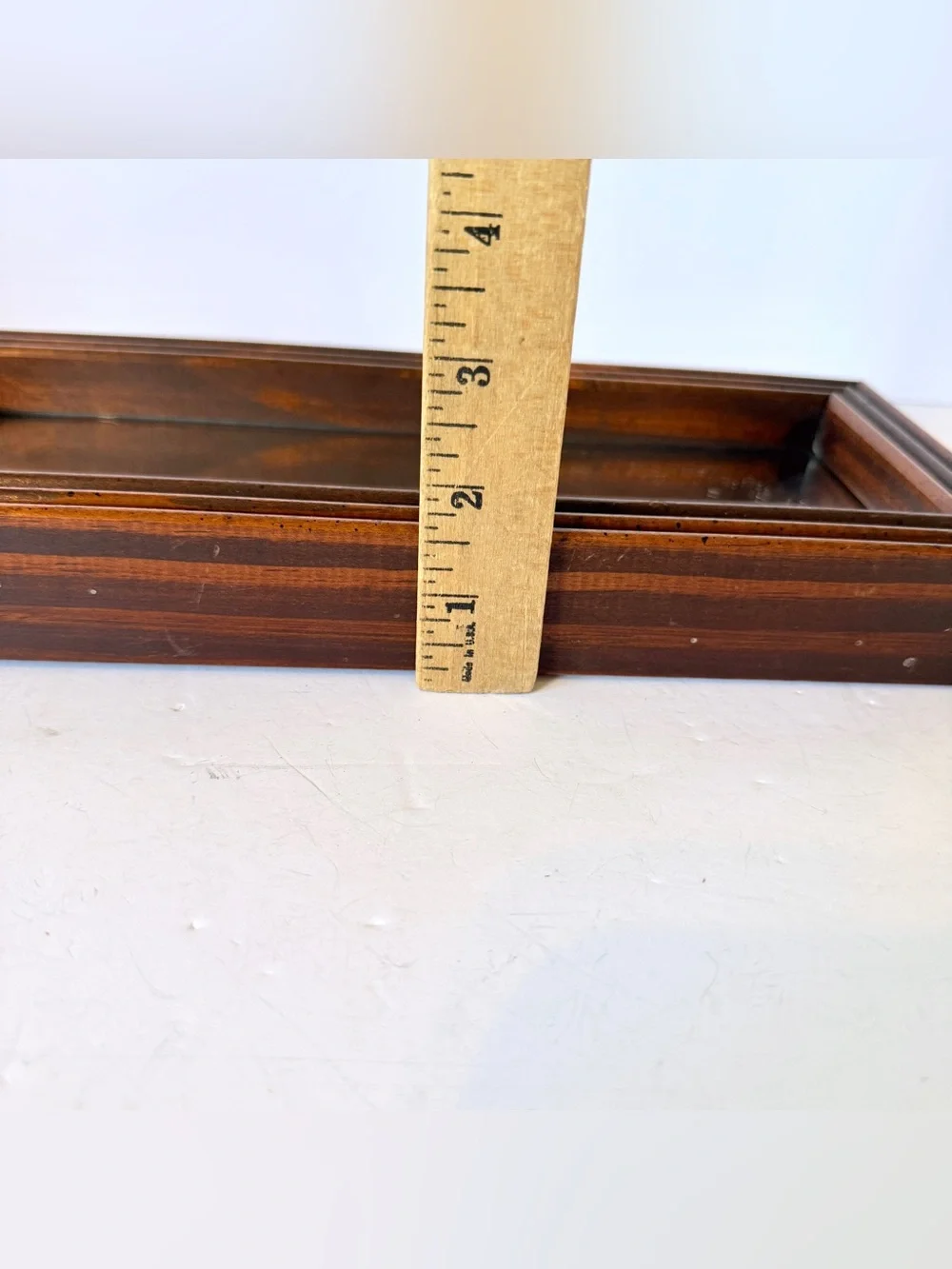 Vintage Dark Brown Wood Framed Wall Mirror Rectangular Accent Mirror 13.25 x 5.2